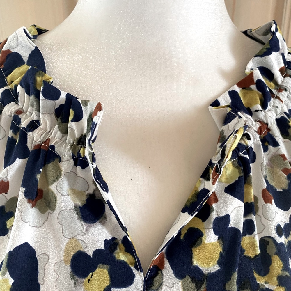 NWOT CABI Animal Print Navy/Yellow/Brown Sleeveless Top